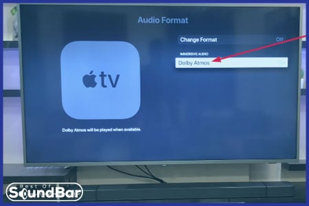 apple tv audio format opton in tv